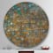 Designart - Blue and Bronze Dots on Glass IV - Geometric Metal Circle Wall Art